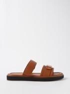 Salvatore Ferragamo - Kamy Leather Slides - Womens - Tan