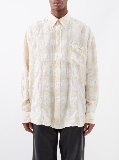 Our Legacy - Borrowed Checked Cotton-blend Shirt - Mens - Natural