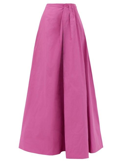 Matchesfashion.com Valentino - Gathered-waist Cotton-blend Faille Skirt - Womens - Pink