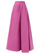Matchesfashion.com Valentino - Gathered-waist Cotton-blend Faille Skirt - Womens - Pink