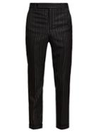 Matchesfashion.com Saint Laurent - Metallic Pinstripe Wool Blend Twill Trousers - Mens - Black Gold