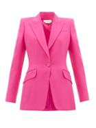 Matchesfashion.com Alexander Mcqueen - Single-breasted Wool-blend Leaf-crepe Blazer - Womens - Pink