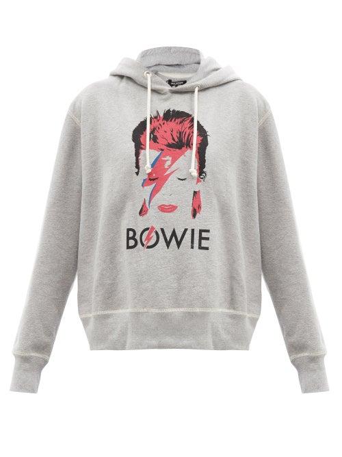 Junya Watanabe - Bowie-print Cotton-jersey Hooded Sweatshirt - Womens - Grey