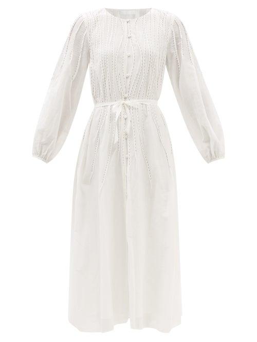 Merlette - Blanche Pintucked Cotton-blend Voile Dress - Womens - Ivory