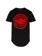 Matchesfashion.com Balmain - Flocked Logo Cotton T Shirt - Mens - Black Red