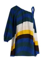 Fendi Wave-print One-shoulder Short Kaftan