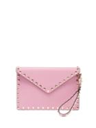 Matchesfashion.com Valentino - Rockstud Leather Envelope Clutch - Womens - Pink