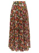 Christopher Kane - Floral-print Pleated Crepe Midi Skirt - Womens - Multi
