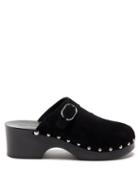 Paco Rabanne - Suede Studded Clogs - Womens - Black