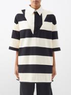 Raey - Oversized Striped Cotton Rugby Shirt - Womens - Navy Stripe