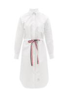 Matchesfashion.com Thom Browne - Four-bar Belted Cotton-poplin Shirt Dress - Womens - White