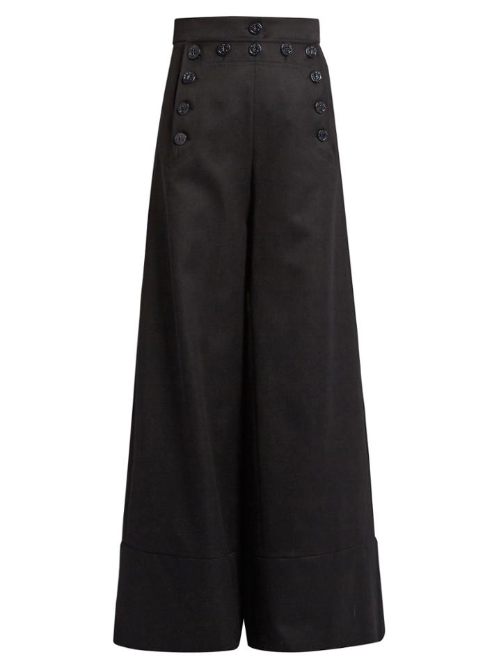 Chloé Sailor High-rise Wide-leg Wool-blend Trousers