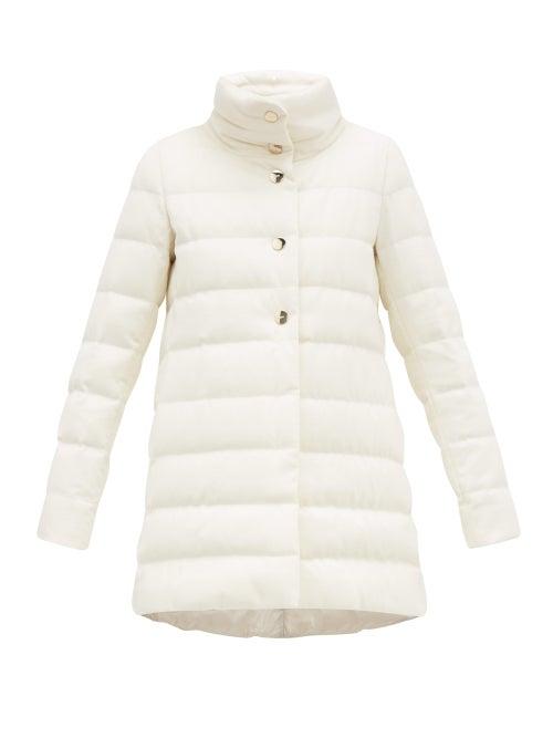Matchesfashion.com Herno - Quilted Silk Blend Down Coat - Womens - White