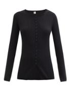 Matchesfashion.com Totme - Round-neck Ribbed Wool Cardigan - Womens - Black