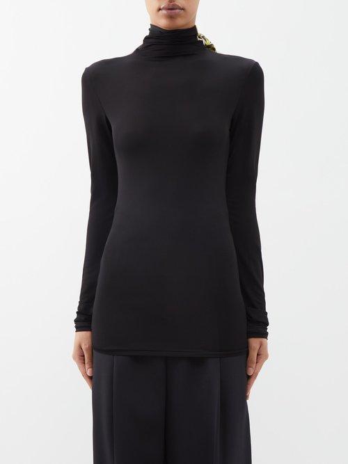 Pucci - Scarf-tie High-neck Jersey Top - Womens - Black