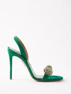 Aquazzura - Love Bubble 105 Crystal-embellished Suede Sandals - Womens - Green