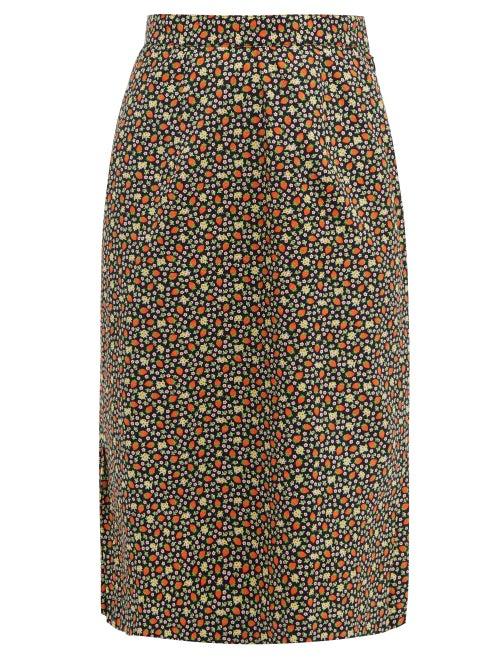 Matchesfashion.com Batsheva - Strawberry Print Cotton Midi Skirt - Womens - Multi