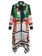 Matchesfashion.com Mary Katrantzou - Stamp Print Silk Satin Dress - Womens - Green Multi