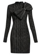 Matchesfashion.com Balmain - Striped Lurex Cotton Blend Mini Dress - Womens - Black Silver