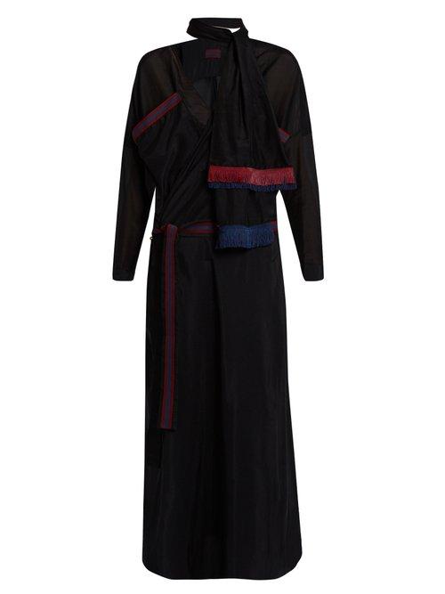 Matchesfashion.com Albus Lumen - Cotton And Silk Blend Wrap Dress - Womens - Black