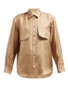 Matchesfashion.com Burberry - Panelled Silk Faille Blouse - Womens - Beige Gold