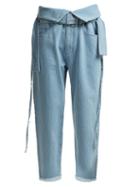 Matchesfashion.com Marques'almeida - Belt Waisted Denim Trousers - Womens - Light Blue