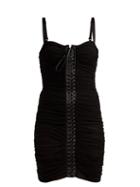 Matchesfashion.com Dolce & Gabbana - Ruched Tulle Lace Up Corset Dress - Womens - Black