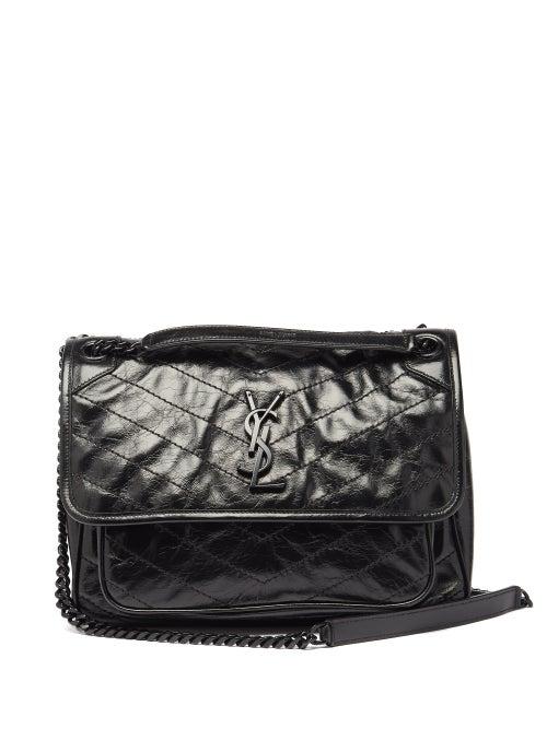 Matchesfashion.com Saint Laurent - Niki Medium Ysl-plaque Leather Shoulder Bag - Womens - Black