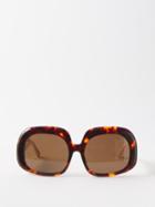 Linda Farrow - Lea Oversized Round Acetate Sunglasses - Womens - Brown Multi