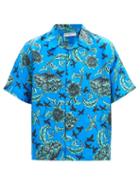 Matchesfashion.com Givenchy - Floral-print Silk Shirt - Mens - Blue