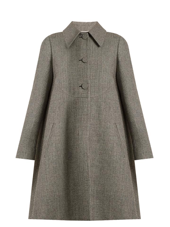 Rochas Hound's-tooth Checked Wool-blend Coat