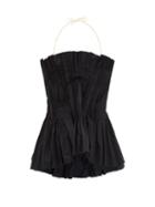 Marques'almeida - Halterneck Pleated Organic-cotton Top - Womens - Navy