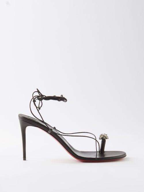 Christian Louboutin - Just Un Fil 85 Crystal-embellished Leather Sandals - Womens - Black