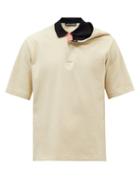 Y/project - Asymmetric-collar Cotton-piqu Polo Shirt - Mens - Beige