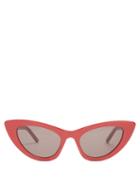Matchesfashion.com Saint Laurent - Lily Cat Eye Frame Acetate Sunglasses - Womens - Red