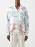 Casablanca - Stork Flower-print Silk Long-sleeved Shirt - Mens - White Multi