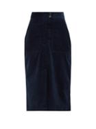 Matchesfashion.com Bella Freud - Cotton-corduroy Midi Skirt - Womens - Navy
