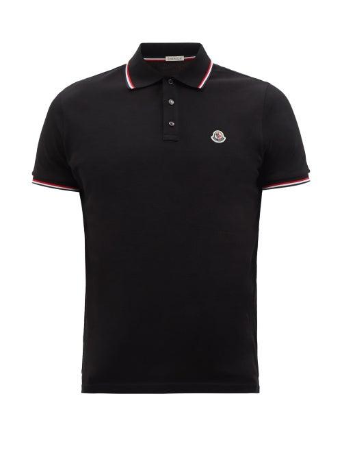 Moncler - Logo-appliqu Cotton-piqu Polo Shirt - Mens - Black