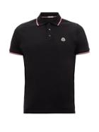 Moncler - Logo-appliqu Cotton-piqu Polo Shirt - Mens - Black