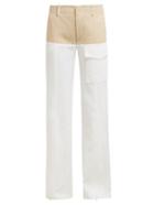 Matchesfashion.com Chlo - High Rise Zipped Cuff Tweed Effect Trousers - Womens - Ivory Multi