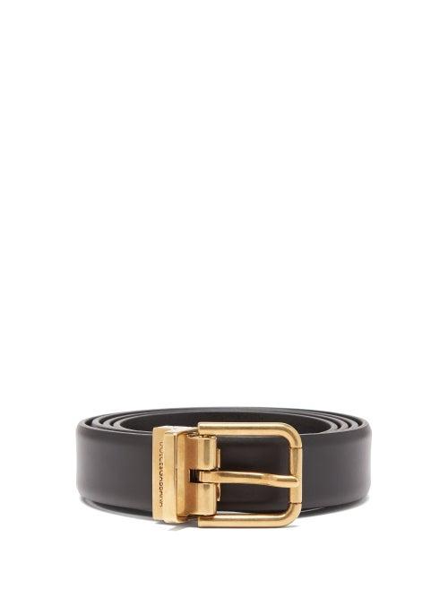 Matchesfashion.com Dolce & Gabbana - Logo-engraved Buckle Leather Belt - Mens - Black