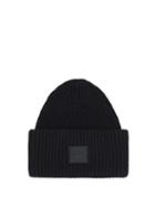 Matchesfashion.com Acne Studios - Pansy Face Patch Wool Beanie - Mens - Black
