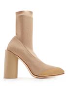 Toga Heel Knit Leather-trimmed Ankle Boots
