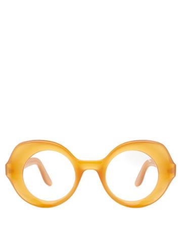 Lapima - Charlotte Round Acetate Glasses - Womens - Dark Yellow
