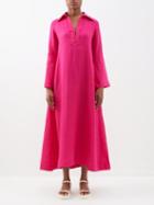 Three Graces London - Veronica Collared Linen Shirt Dress - Womens - Magenta