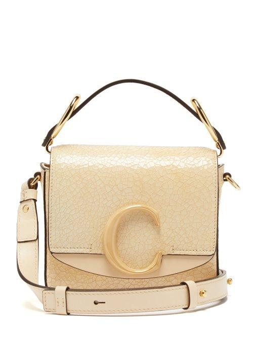 Matchesfashion.com Chlo - The C Mini Cracked Leather Shoulder Bag - Womens - Cream