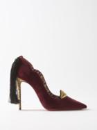Christian Louboutin - Hot Chick Kiss 100 Tasselled Velvet Pumps - Womens - Aubergine