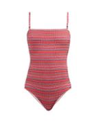 Matchesfashion.com Belize - Luca Striped Swimsuit - Womens - Red Multi