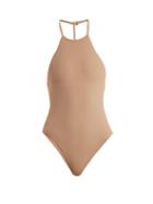 Matchesfashion.com Dos Gardenias - Superstar Halterneck Swimsuit - Womens - Nude