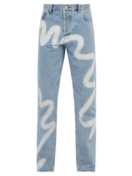 Matchesfashion.com Martine Rose - Distressed Straight Leg Jeans - Mens - Blue